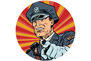 points serious police officer pop art avatar character icon