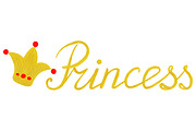 Golden Princess word lettering crown