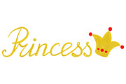 Golden Princess word lettering crown
