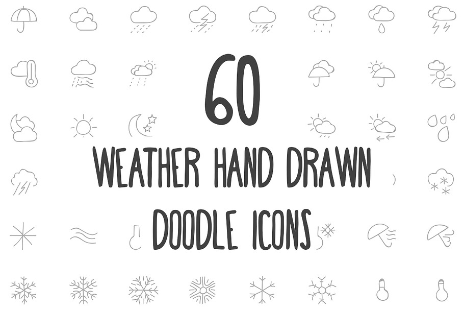 60 Weather Hand Drawn Doodle Icons