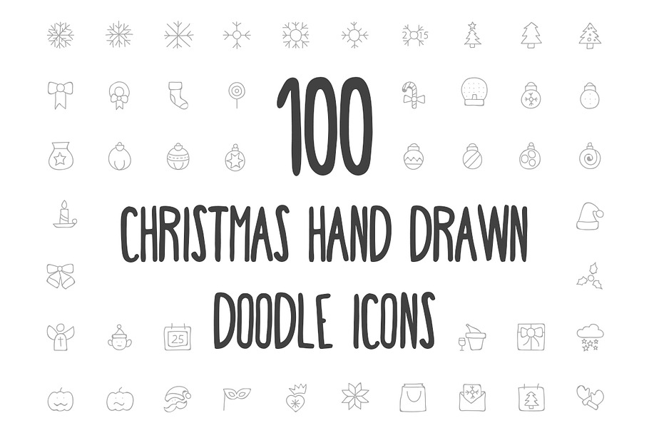 100 Christmas Hand Drawn Icons in Graphics - product preview 8