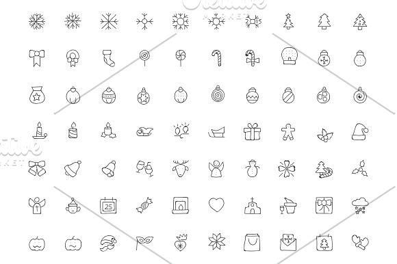 100 Christmas Hand Drawn Icons in Graphics - product preview 1