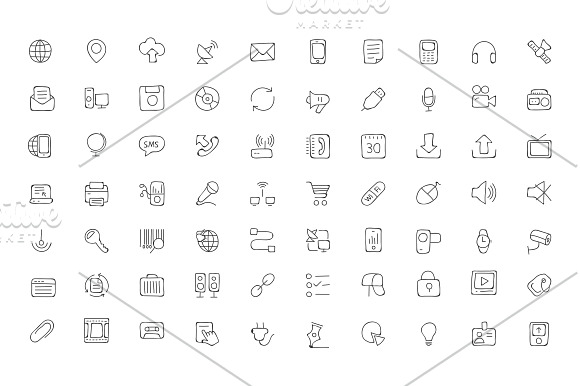 100 Communication Hand Drawn Icons in Communication Icons - product preview 1