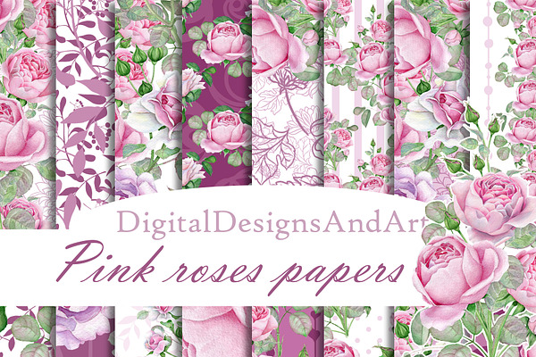 Pink roses digital paper