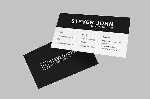 Black Minimal Business Card in Business Card Templates - product preview 2