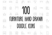 100 Furniture Hand Drawn Doodle Icon
