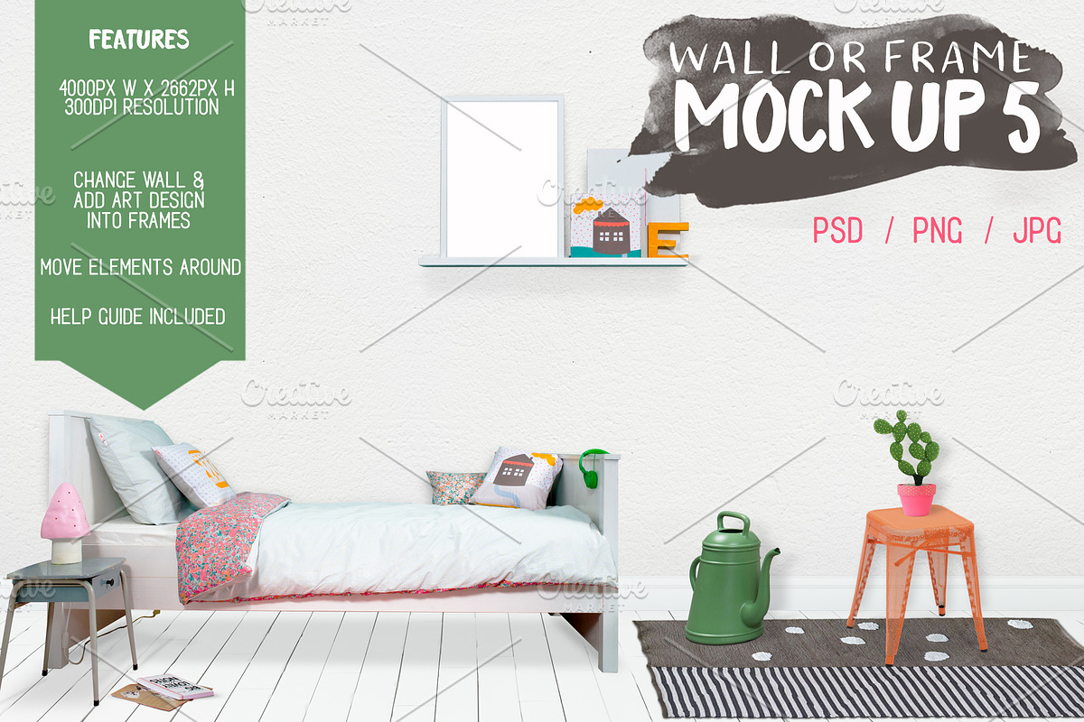 Kids Room Wall/Frame Mock Up 5 in Print Mockups - product preview 8