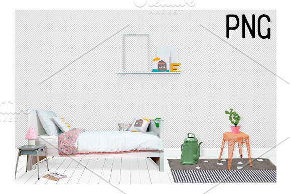 Kids Room Wall/Frame Mock Up 5 in Print Mockups - product preview 3