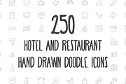 250 Hotel and Restaurant Doodle Icon
