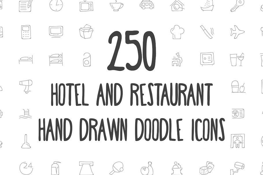 250 Hotel and Restaurant Doodle Icon