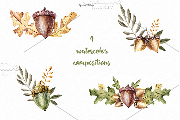 Autumn is coming! Watercolor set in Illustrations - product preview 3