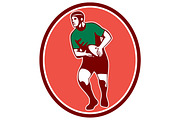 Rugby Player Running Passing Ball Re