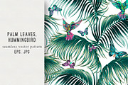 Palm leaves,exotic birds pattern