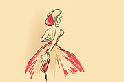 Elegant woman in short dress holding