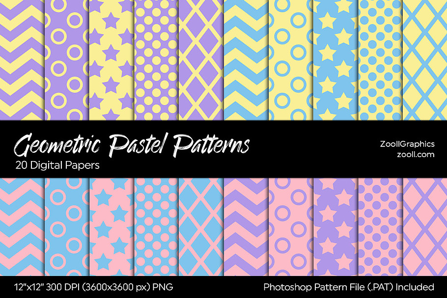 Geometric Pastel Digital Papers in Patterns - product preview 8