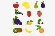 Set of colorful cartoon fruit icons