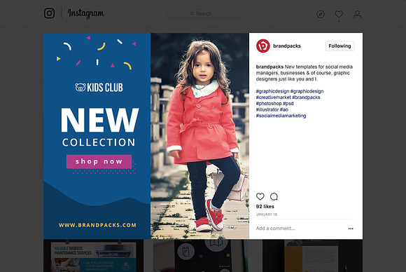 Kids Fashion Social Media Templates in Instagram Templates - product preview 5