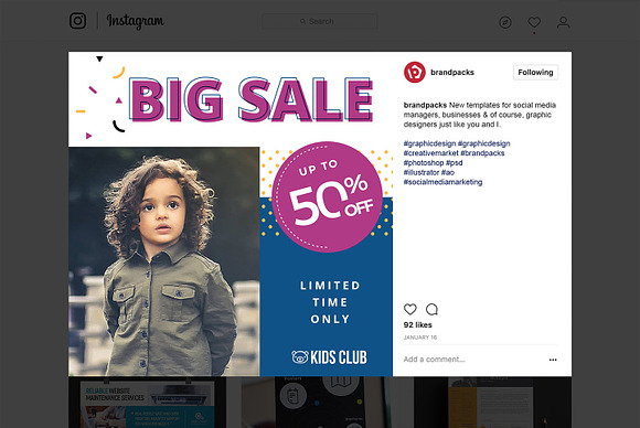 Kids Fashion Social Media Templates in Instagram Templates - product preview 6