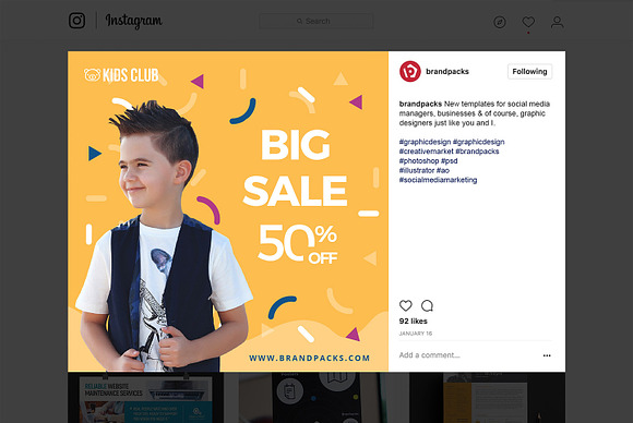 Kids Fashion Social Media Templates in Instagram Templates - product preview 9
