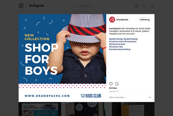 Kids Fashion Social Media Templates in Instagram Templates - product preview 10