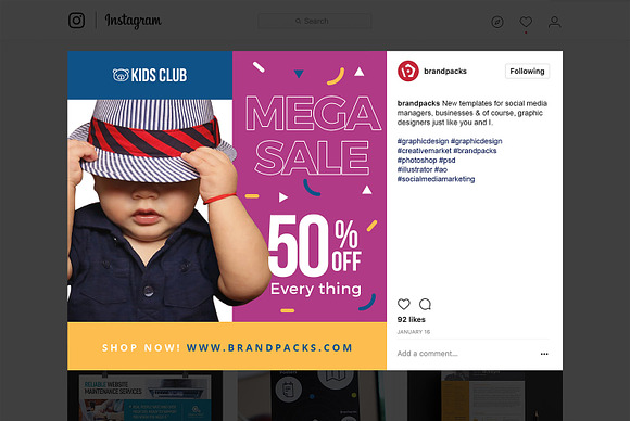 Kids Fashion Social Media Templates in Instagram Templates - product preview 12