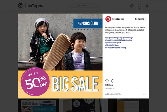 Kids Fashion Social Media Templates in Instagram Templates - product preview 13