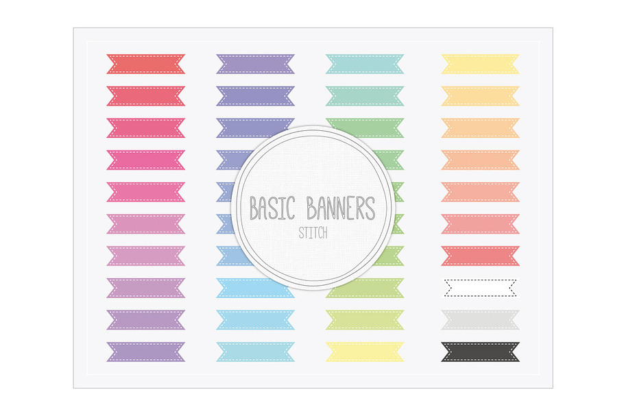Horizontal Ribbon Banners Stitch in Objects - product preview 8