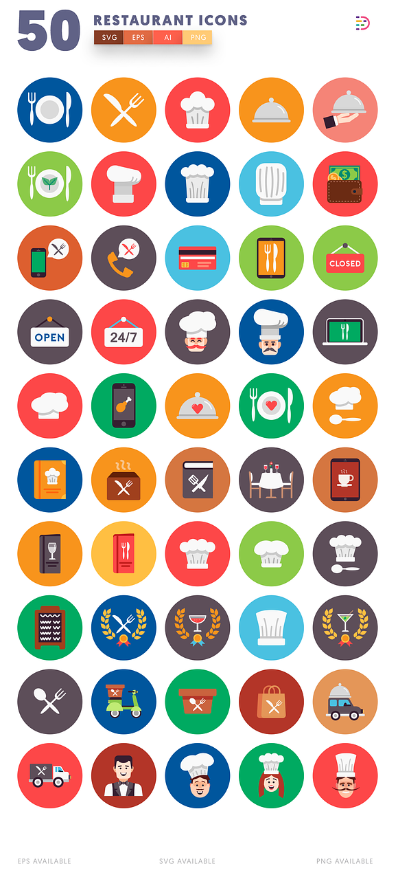 50 Restaurant Icons in Food Icons - product preview 2