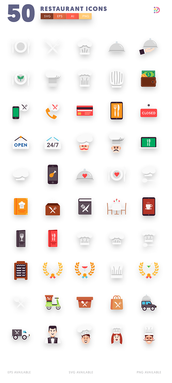 50 Restaurant Icons in Food Icons - product preview 3