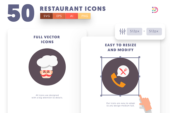 50 Restaurant Icons in Food Icons - product preview 6