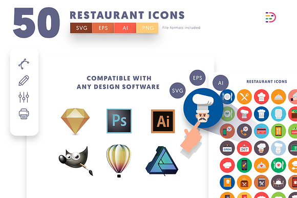 50 Restaurant Icons in Food Icons - product preview 8