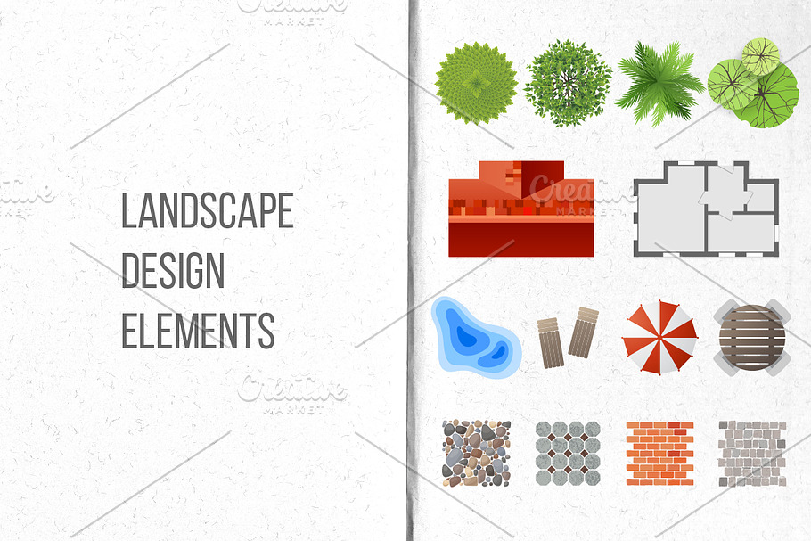 Landscape design elements in Illustrations - product preview 8