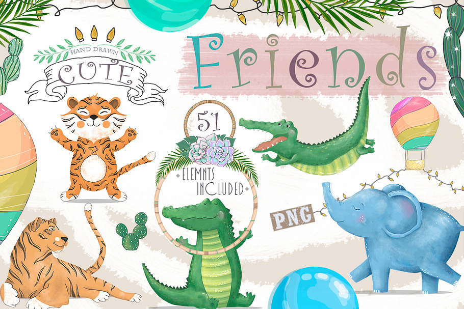 Cute Friends Jungle Party in Illustrations - product preview 8