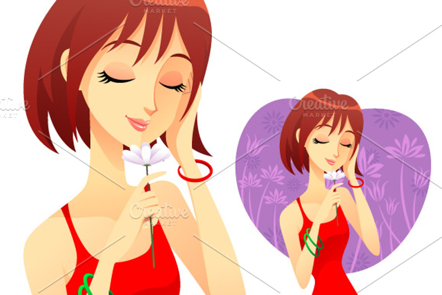 Girl With Flower in Illustrations - product preview 8