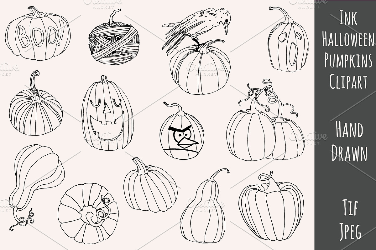 Halloween Pumpkins Clip Art in Illustrations - product preview 8
