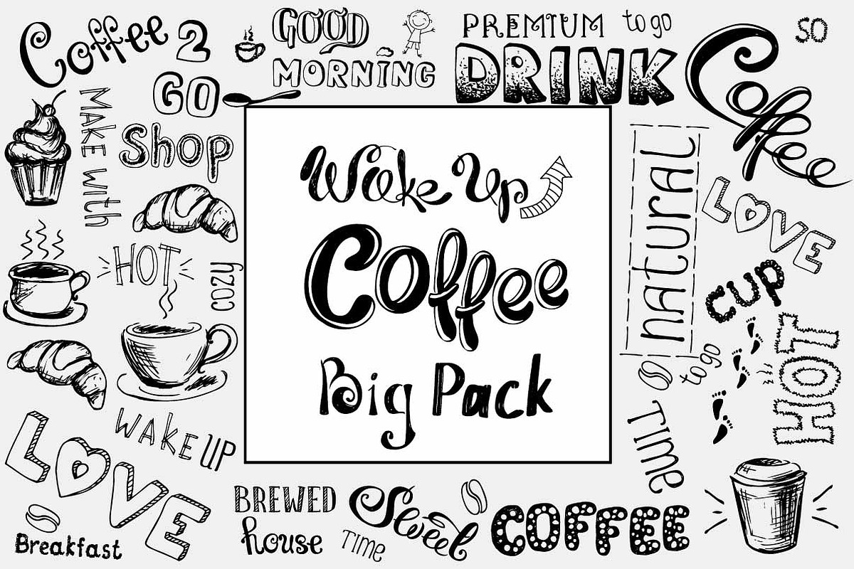 Big Pack COFFEE elements in Illustrations - product preview 8