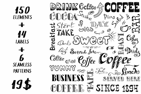 Big Pack COFFEE elements in Illustrations - product preview 1