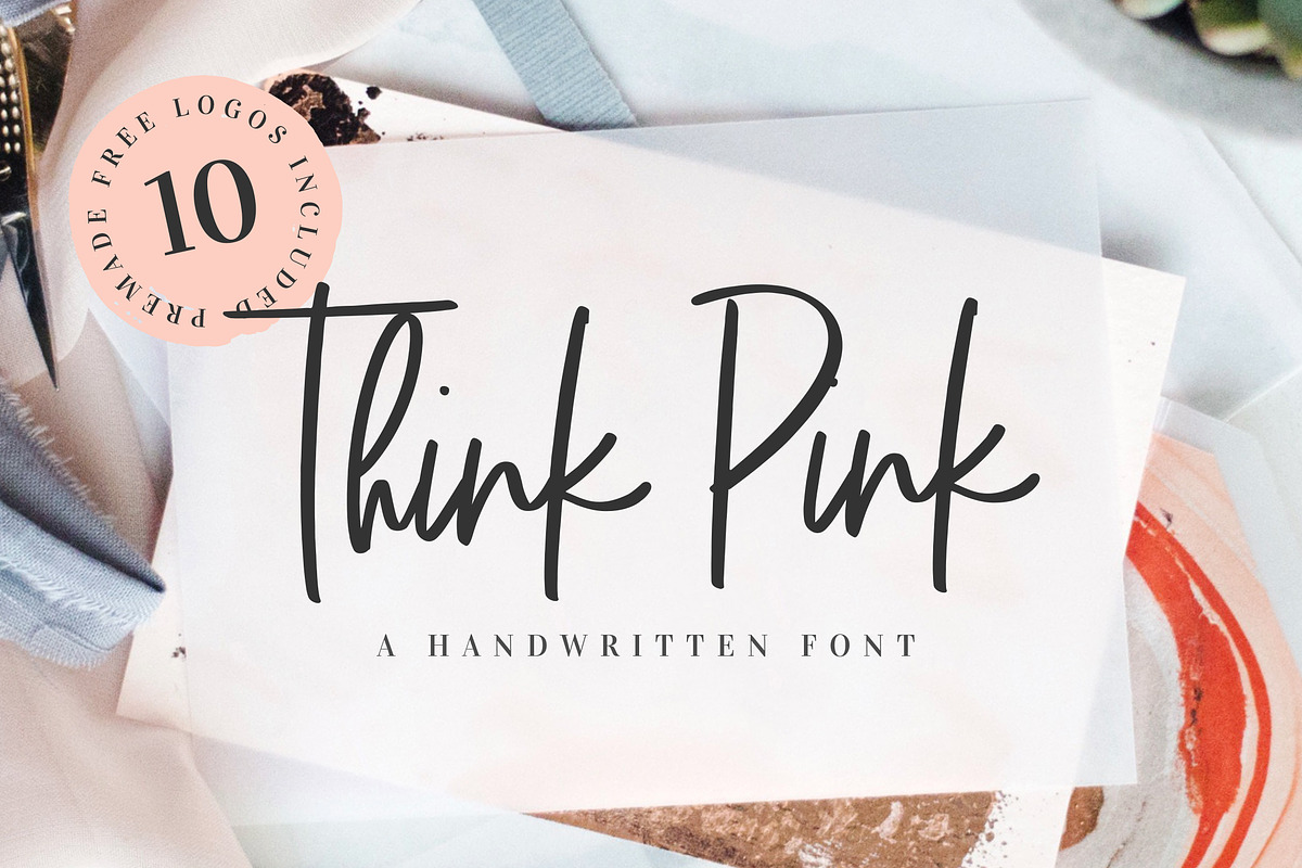 Think Pink Handwritten Font & Logos in Cursive Fonts - product preview 8