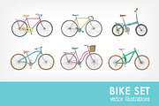 Set of different types bicycles