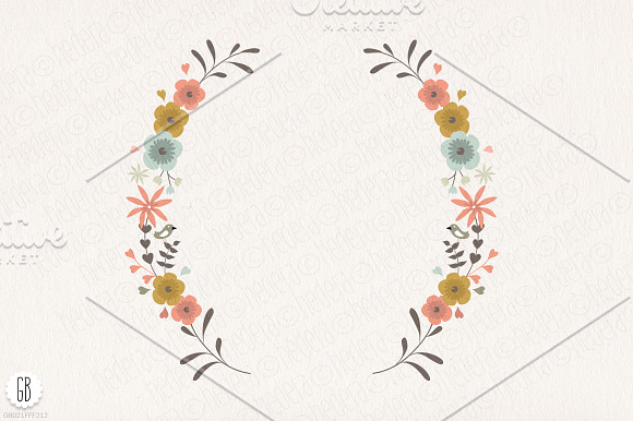 Flower frames, borders, laurels, jar in Illustrations - product preview 2
