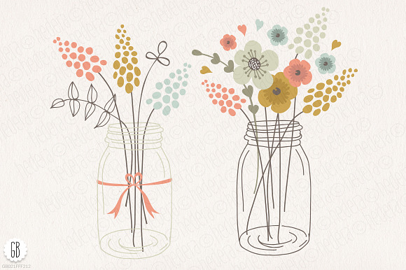 Flower frames, borders, laurels, jar in Illustrations - product preview 3