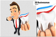 3D Businessman Brushing his Teeth