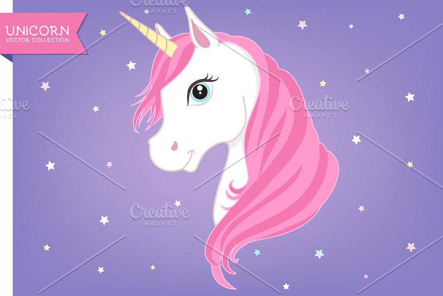 White unicorn head. Ai+EPS+PNG+JPG  in Illustrations - product preview 8