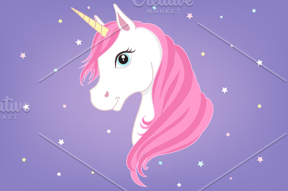 White unicorn head. Ai+EPS+PNG+JPG  in Illustrations - product preview 2