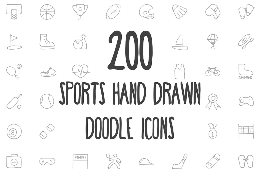 200 Sports Hand Drawn Doodle Icons