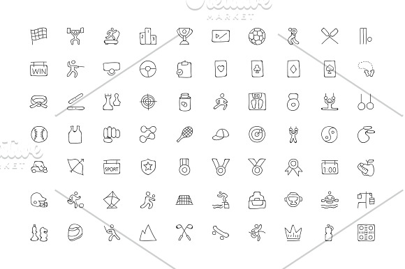 200 Sports Hand Drawn Doodle Icons in Sports Icons - product preview 2