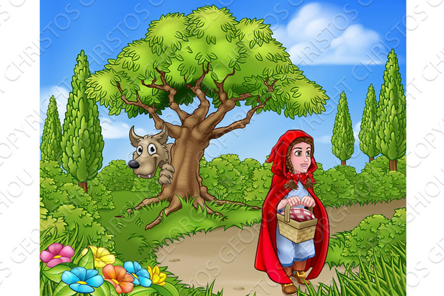 Little Red Riding Hood Fairy Tale Scene
