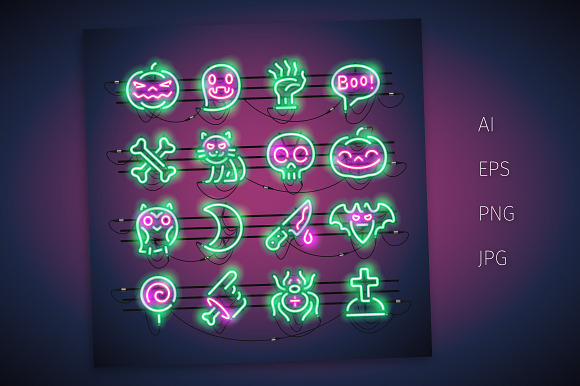 Halloween Neon Icons in Neon Icons - product preview 1