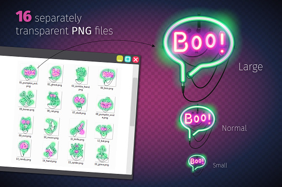 Halloween Neon Icons in Neon Icons - product preview 2