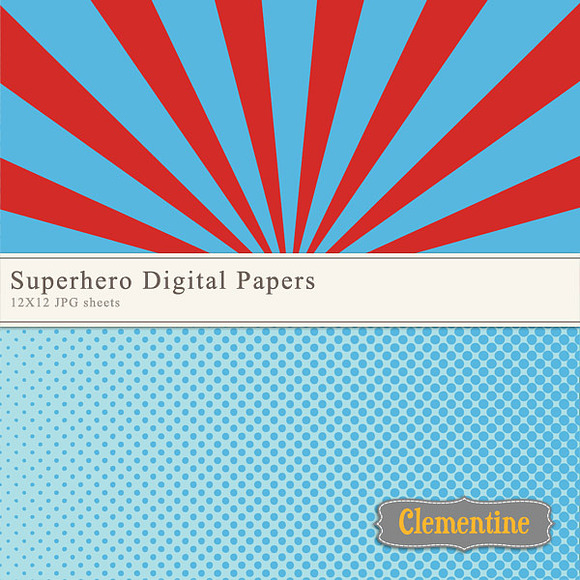 Superhero Digital Papers in Patterns - product preview 2
